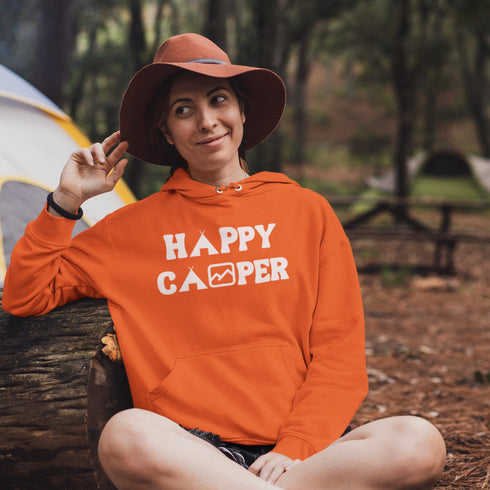 Introducing the "Happy Camper" camping hoodie, the perfect companion for your outdoor adventures!